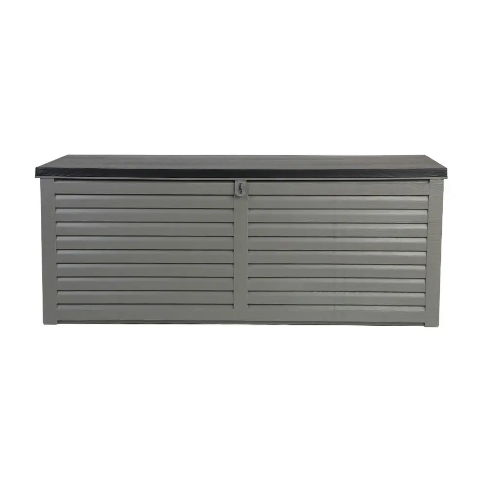 Gardeon Outdoor Storage Box 390L Container Lockable Garden Bench Tools Toy Shed Black