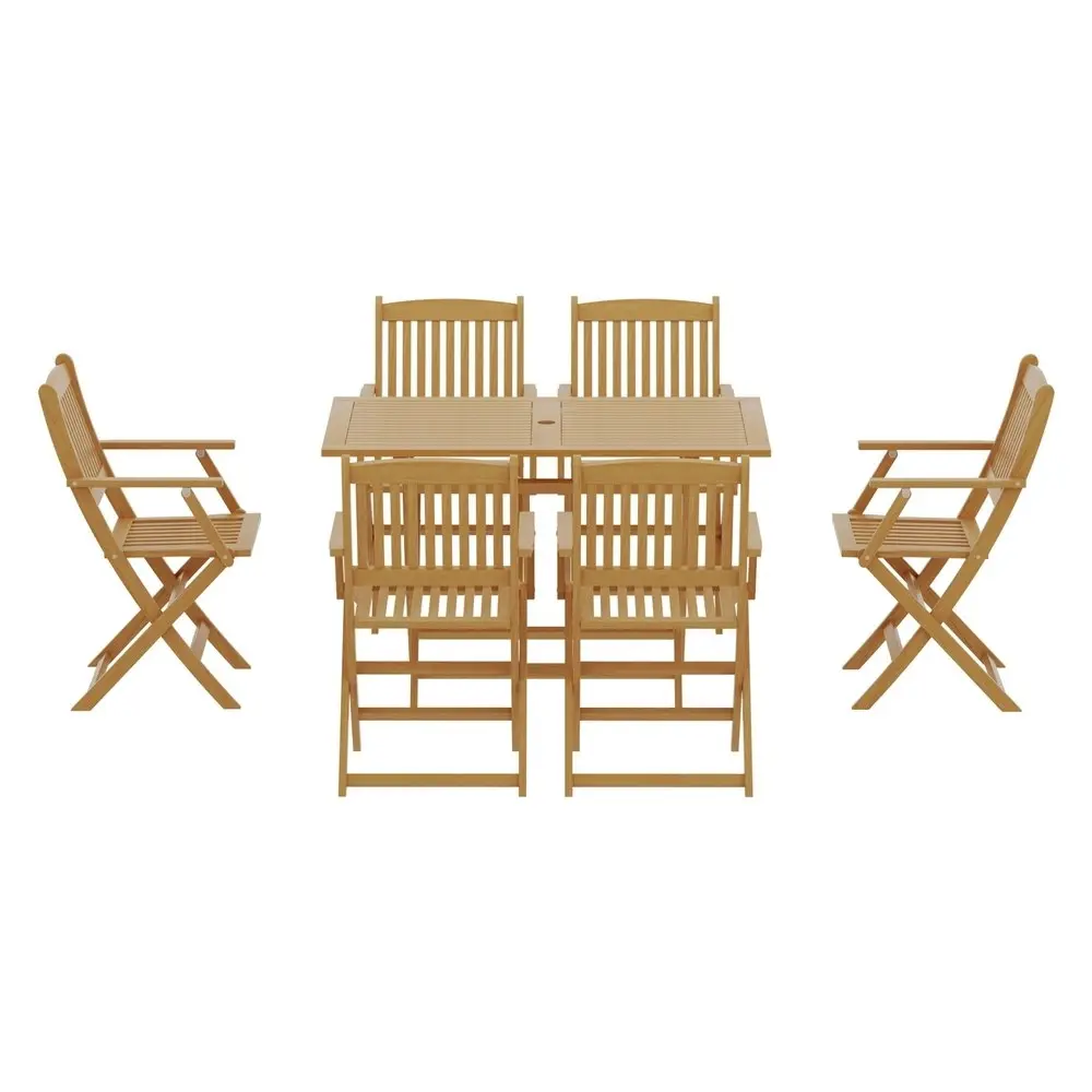 Gardeon Outdoor Dining Set 7 Piece Wooden Table Chairs Setting Foldable