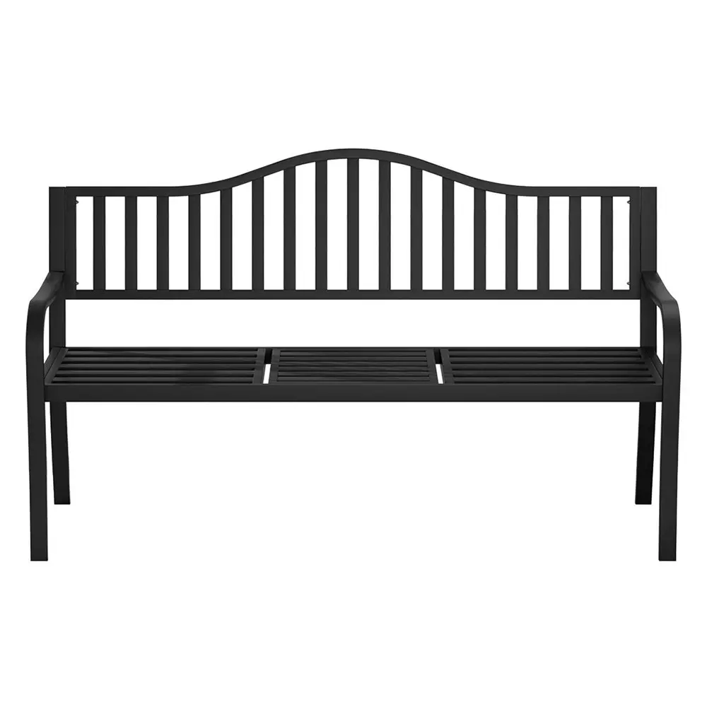 Gardeon Outdoor Garden Bench Seat Loveseat Steel Foldable Table Patio Furniture Black