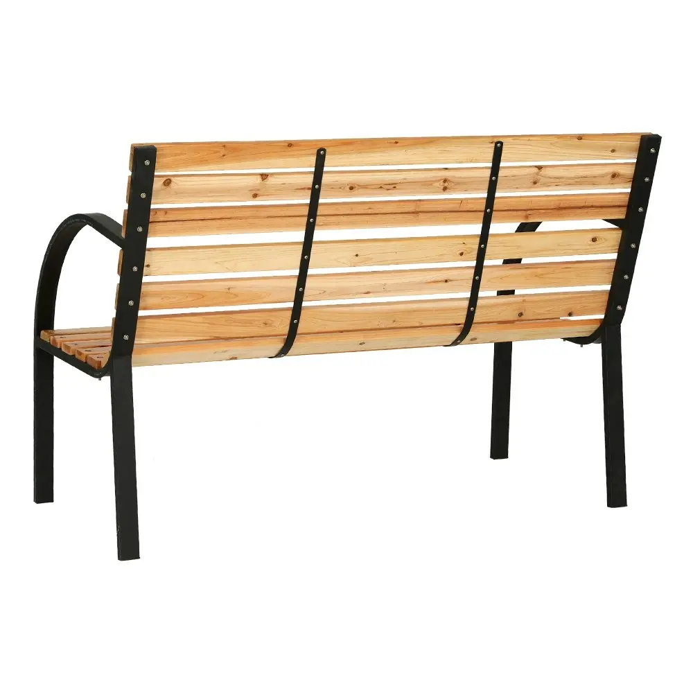 Gardeon Outdoor Garden Bench Seat 120cm Wooden Steel 2 Seater Patio Furniture Natural