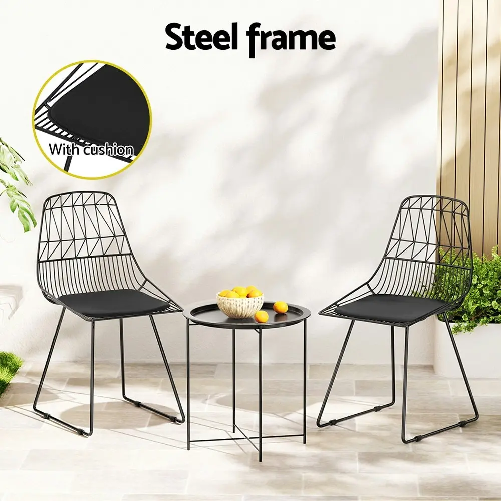 Gardeon 2PC Outdoor Dining Chairs Steel Lounge Chair Patio Garden Furniture