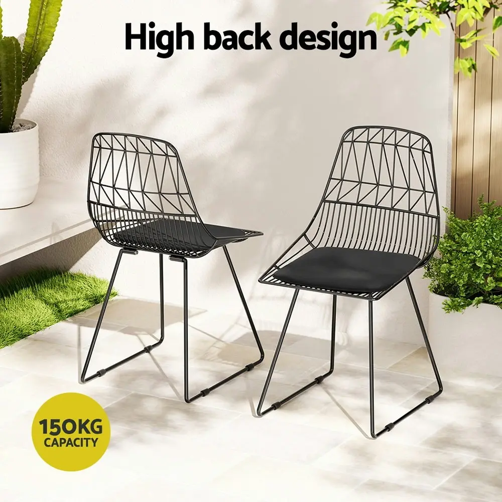 Gardeon 2PC Outdoor Dining Chairs Steel Lounge Chair Patio Garden Furniture