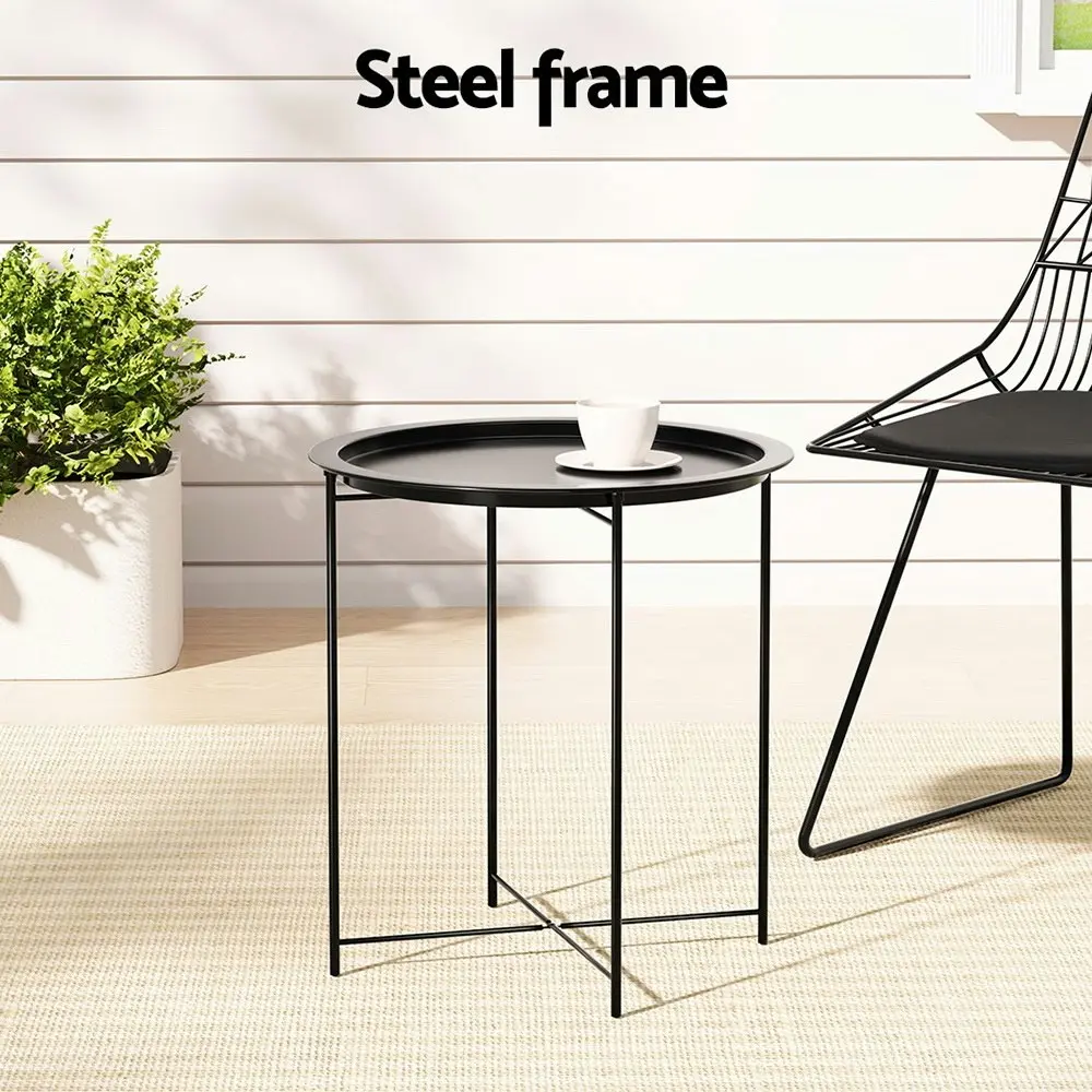 Gardeon Coffee Side Table Steel Outdoor Furniture Indoor Desk Patio Garden