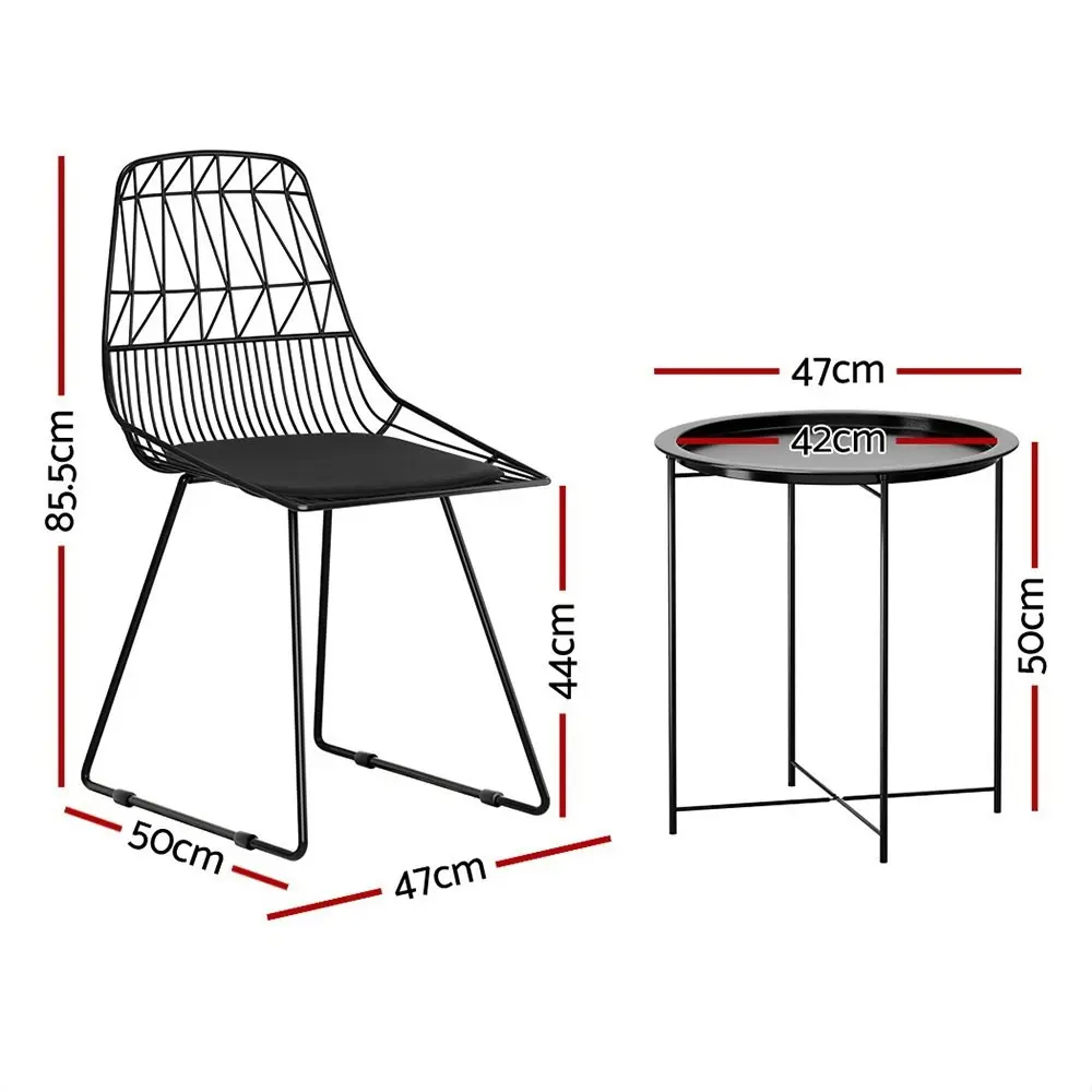 Gardeon 3PC Outdoor Bistro Set Patio Furniture Lounge Chairs Table Garden