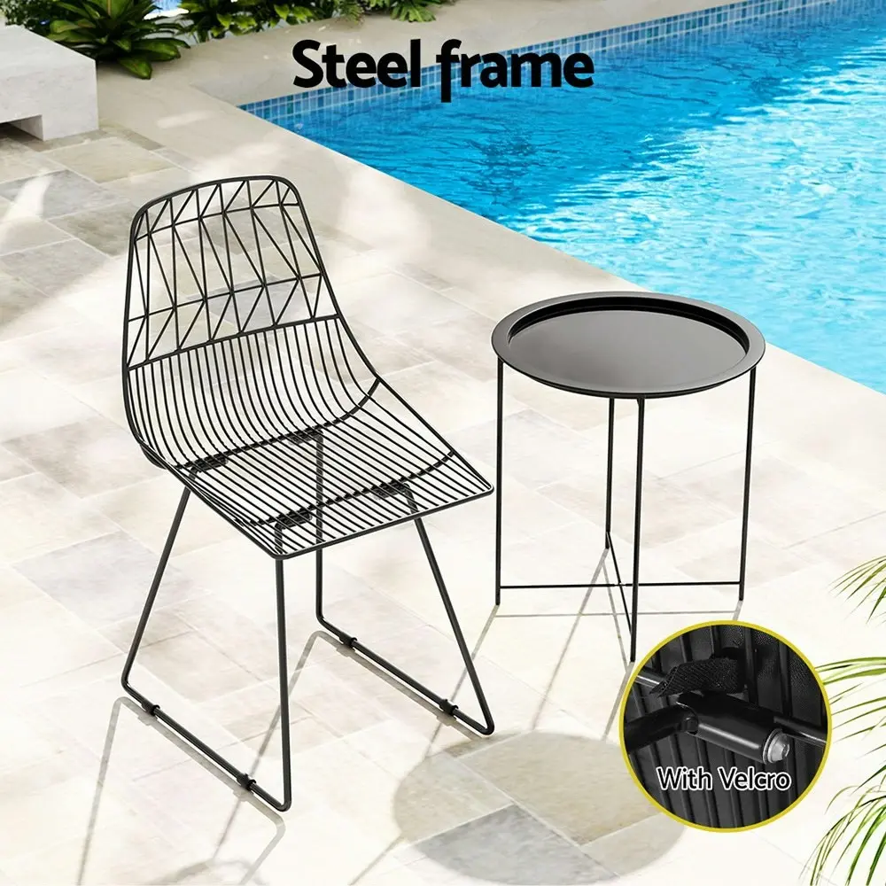 Gardeon 3PC Outdoor Bistro Set Patio Furniture Lounge Chairs Table Garden