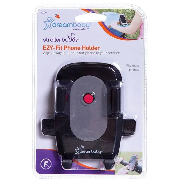 dreambaby Strollerbuddy EZY-Fit Phone Holder/Storage For Stroller/Pram Black