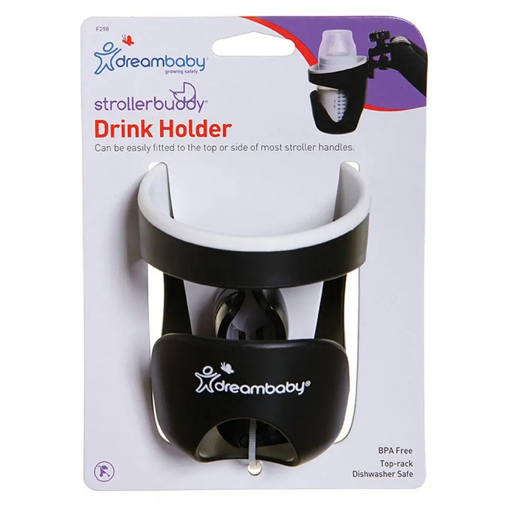 dreambaby Drink/Bottle/Sippy Cup Holder w/ Clamp For Stroller/Pram Black/White