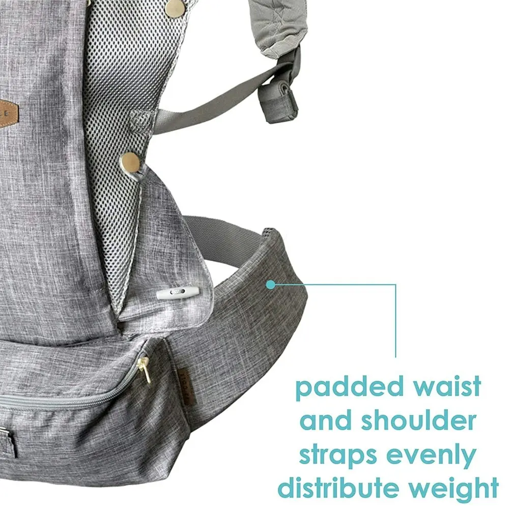 JJ Cole Peek 5 Position Strap Baby/Newborn Shoulder Carrier Heather Grey w/Bag