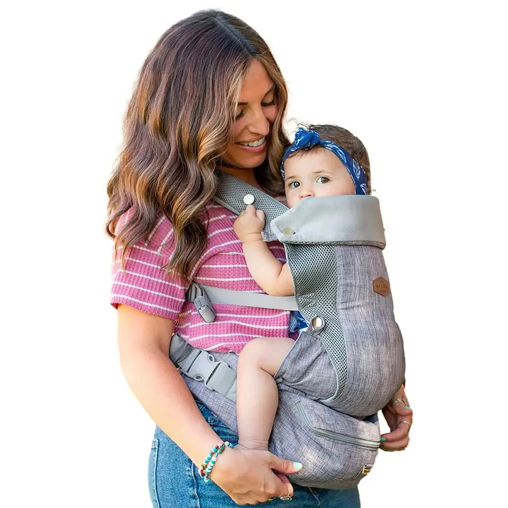 JJ Cole Peek 5 Position Strap Baby/Newborn Shoulder Carrier Heather Grey w/Bag