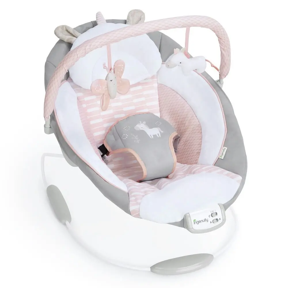 Ingenuity Baby/Infant/Newborn Bouncer/Rocker Chair/Seat 0m+ w/ Toys Audrey Pink