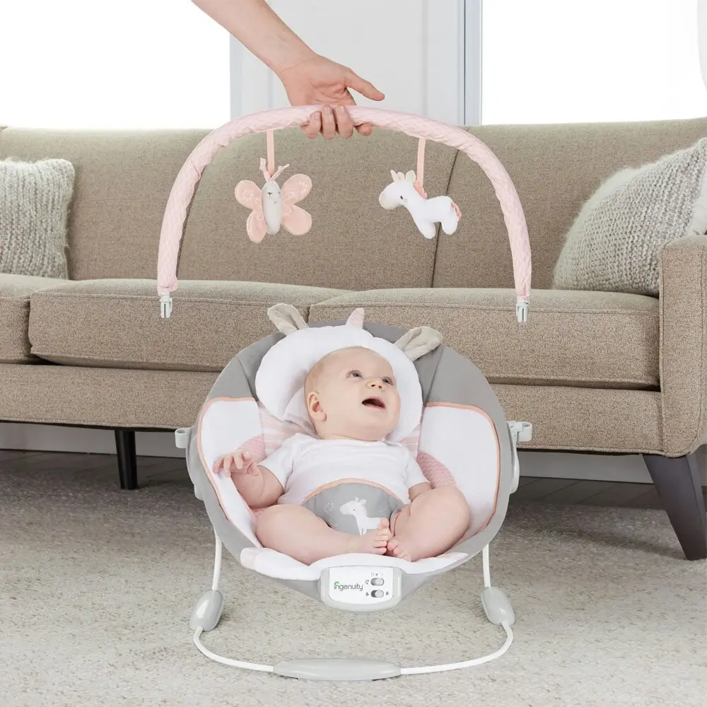 Ingenuity Baby/Infant/Newborn Bouncer/Rocker Chair/Seat 0m+ w/ Toys Audrey Pink