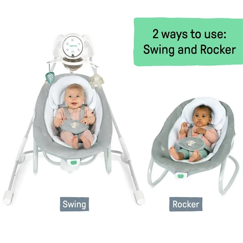 Ingenuity InLighten Baby/Newborn Soothing Swing And Rocker - Remy White/Grey 0m+