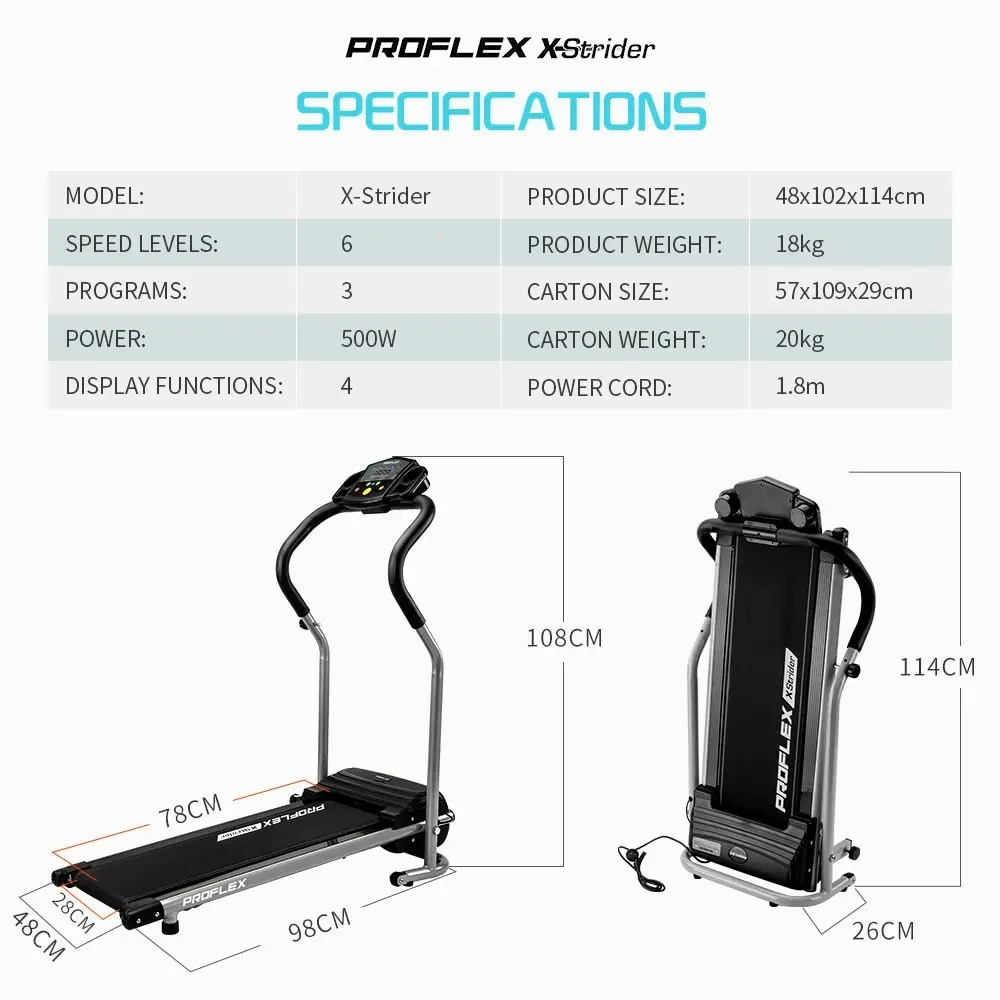 Proflex Mini Walking Electric Treadmill Compact Exercise Machine Fitness Equipment