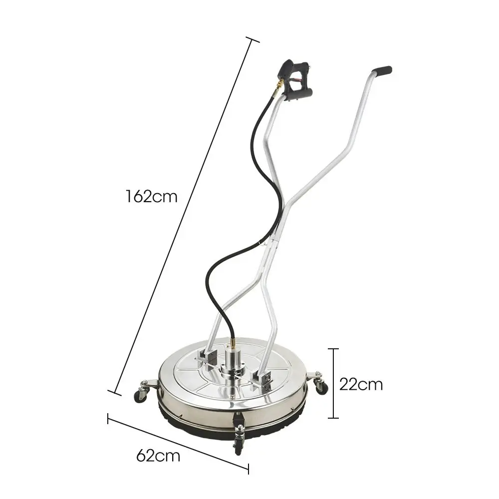 Jet-USA 24 Inch Stainless Steel Pressure Washer Surface Cleaner, 3/8 Inch Fitting, with Yoke Handlebar, For Concrete Driveway Patio Floor