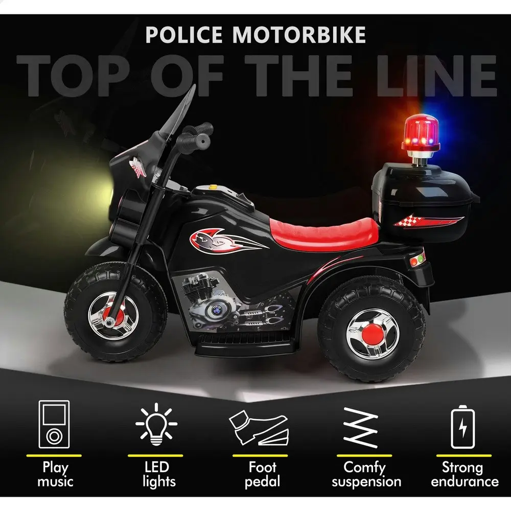 Alfordson Ride On Car Kids Police Motorcycle 6V Electric Toy 25W Motor MP3 Black