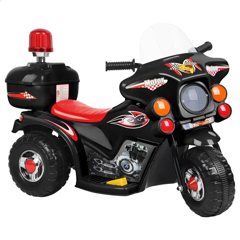 Alfordson Ride On Car Kids Police Motorcycle 6V Electric Toy 25W Motor MP3 Black