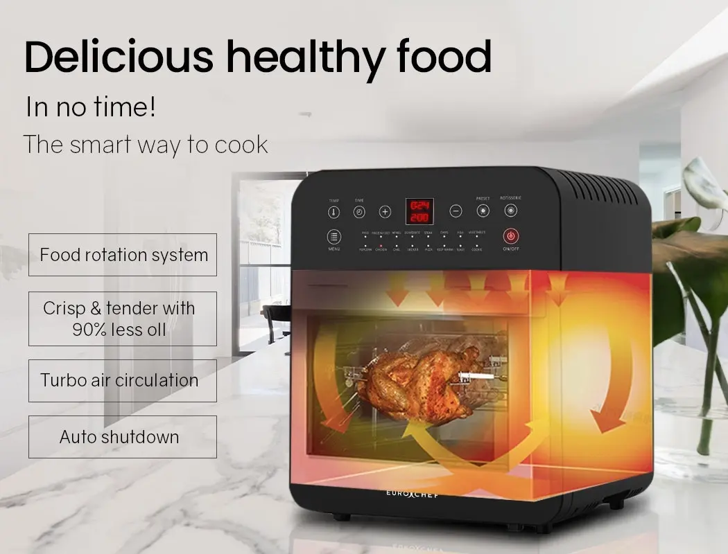 EuroChef 16L Air Fryer Electric Digital Airfryer Rotisserie Dry Large Big Cooker