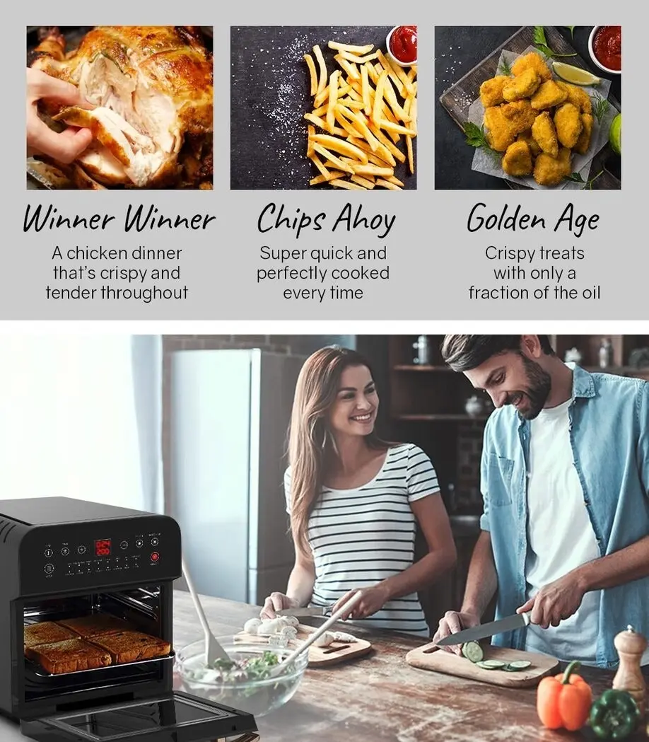 EuroChef 16L Air Fryer Electric Digital Airfryer Rotisserie Dry Large Big Cooker