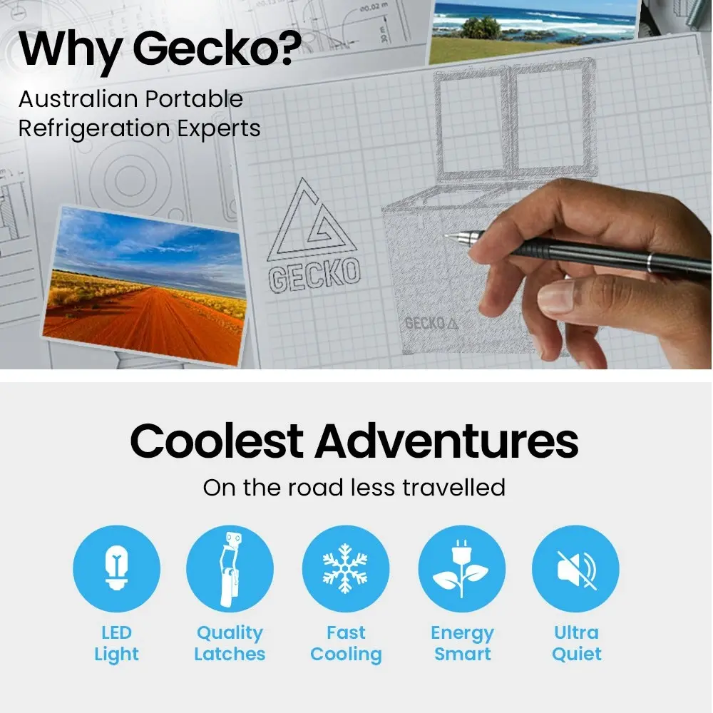 Gecko 92L Dual Zone Portable Fridge / Freezer, SECOP German Brand Compressor, for Camping, Car, Caravan