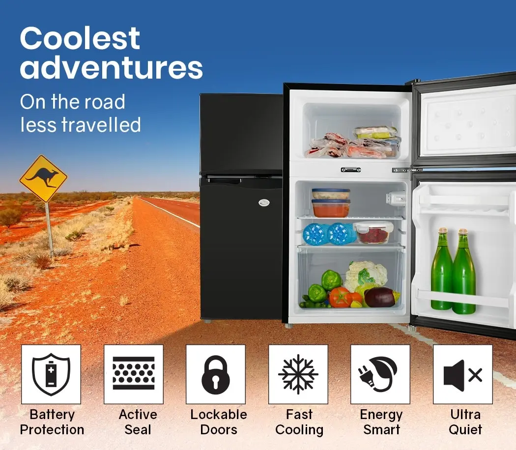 Gecko 95L Portable Camping Fridge Freezer Cooler Upright Refrigerator 12V/24V/240V Car Caravan