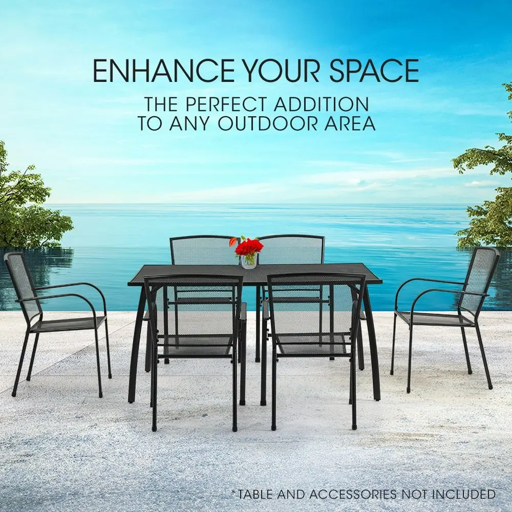 Fortia 6pc Outdoor Dining Chair Set, for Outside with E-coating