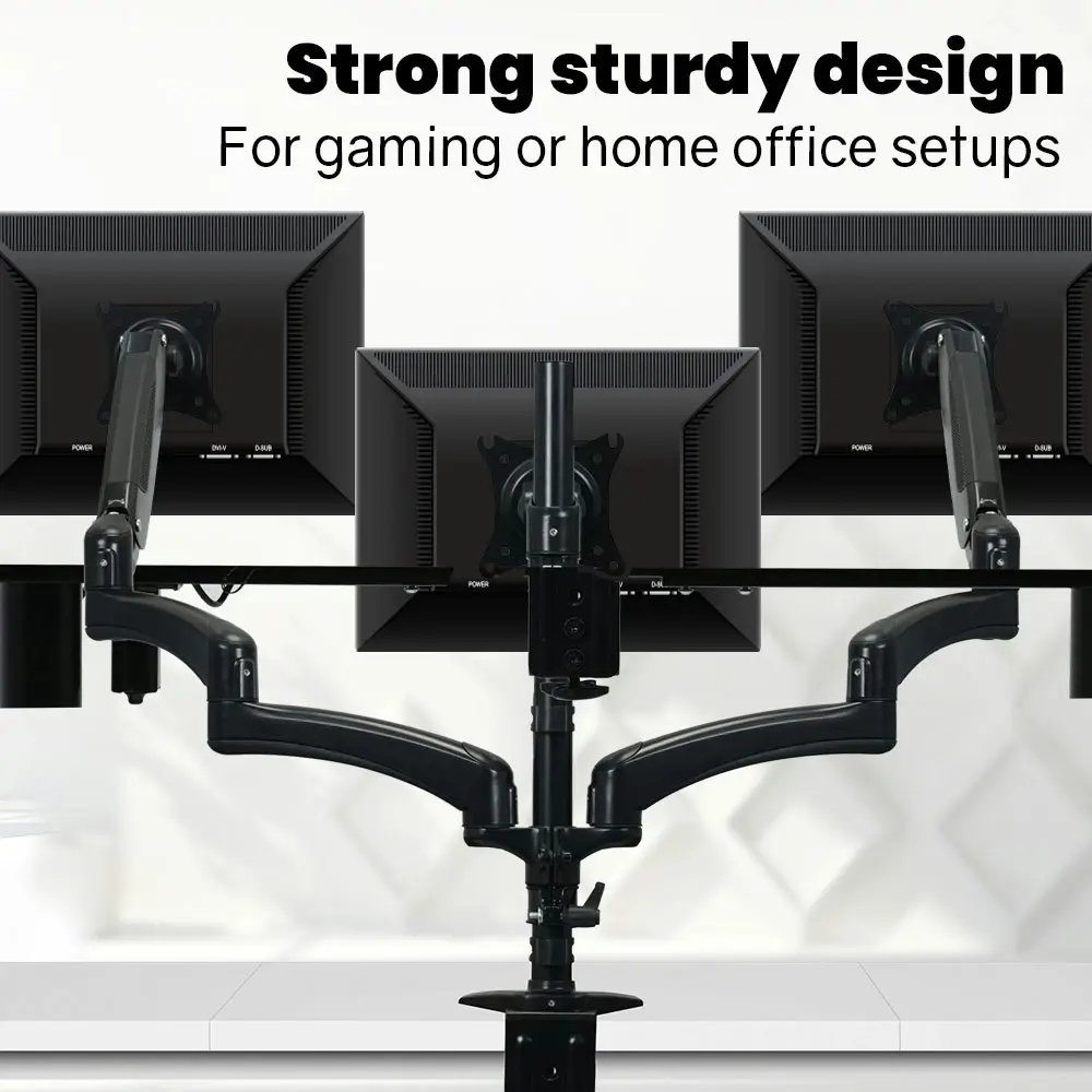 Fortia Triple Computer Monitor Mount Stand for Desk with 3 Adjustable Arm Holder for 15 to 32 inch Displays