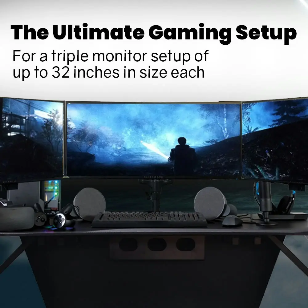 Fortia Triple Computer Monitor Mount Stand for Desk with 3 Adjustable Arm Holder for 15 to 32 inch Displays