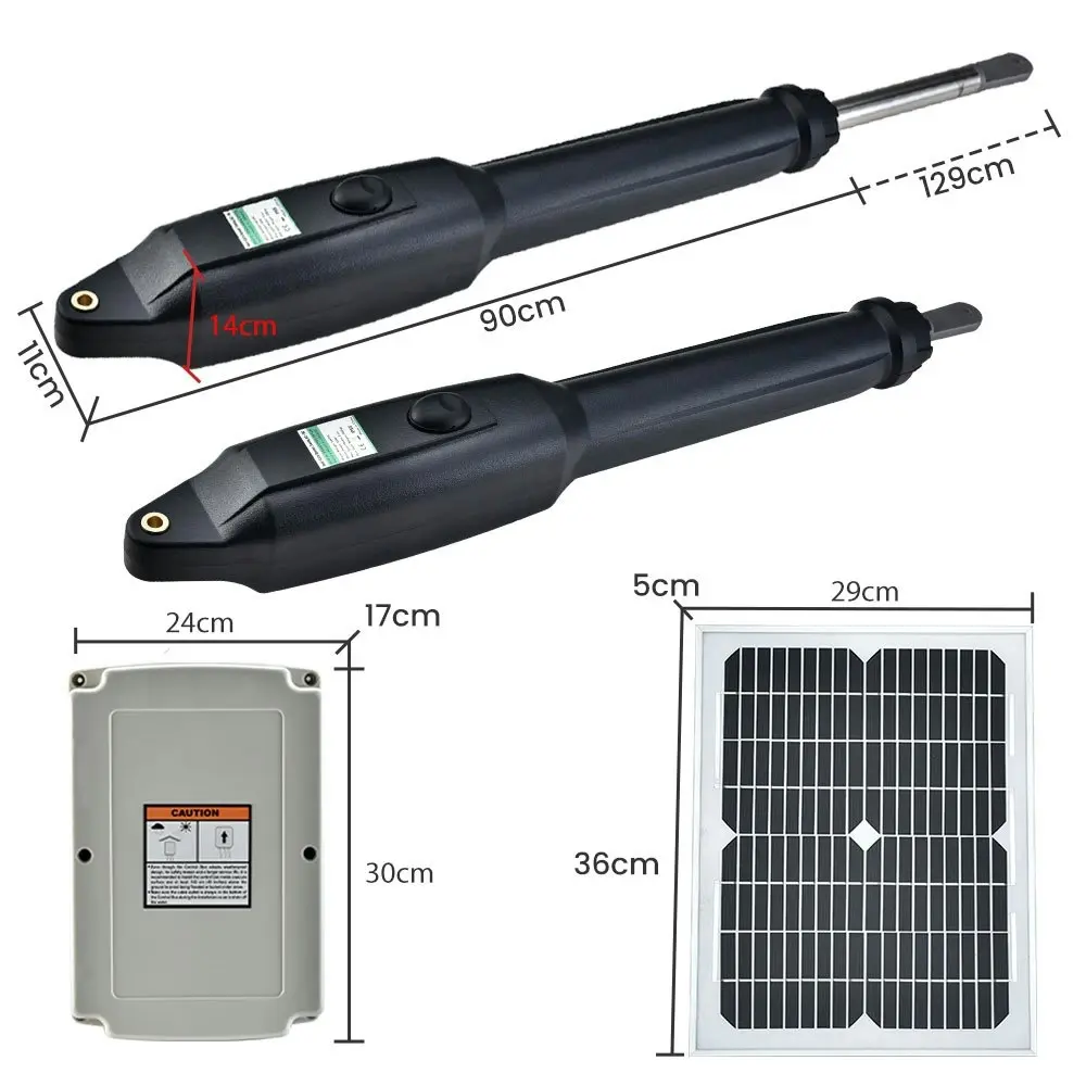 E-Guard Automatic Solar Electric Gate Opener Dual Swing Arm Kit, 3x Remote Controllers