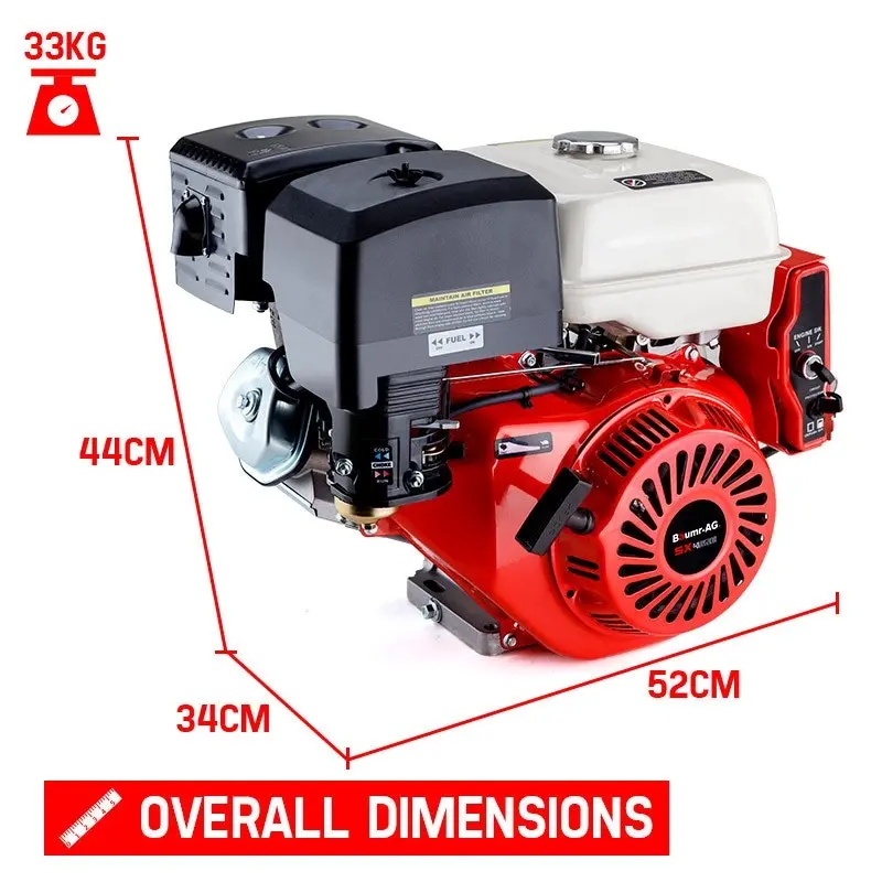 Baumr-AG 16HP Petrol Stationary Engine OHV Motor 4-Stroke Horizontal Shaft Electric Recoil Start