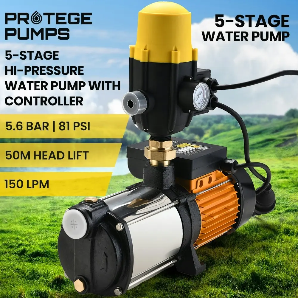 Protege 2500W Multi Stage Water Pump High Pressure Rain Tank House Farm Garden Irrigation 9000L/H