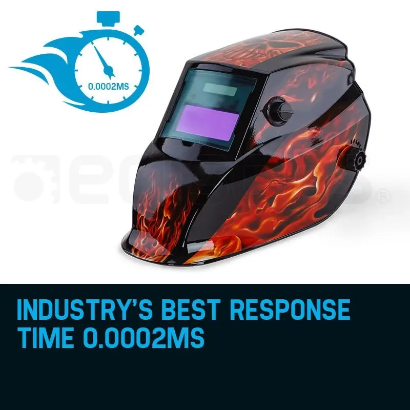 Rossi Solar Auto Darkening Welding Helmet Mask MIG/ARC/TIG Welder Machine - Black Flames