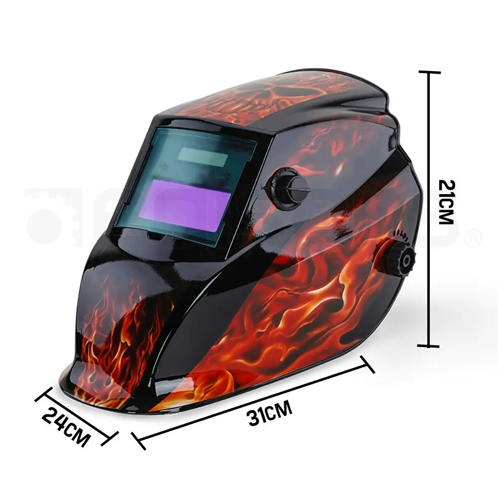 Rossi Solar Auto Darkening Welding Helmet Mask MIG/ARC/TIG Welder Machine - Black Flames