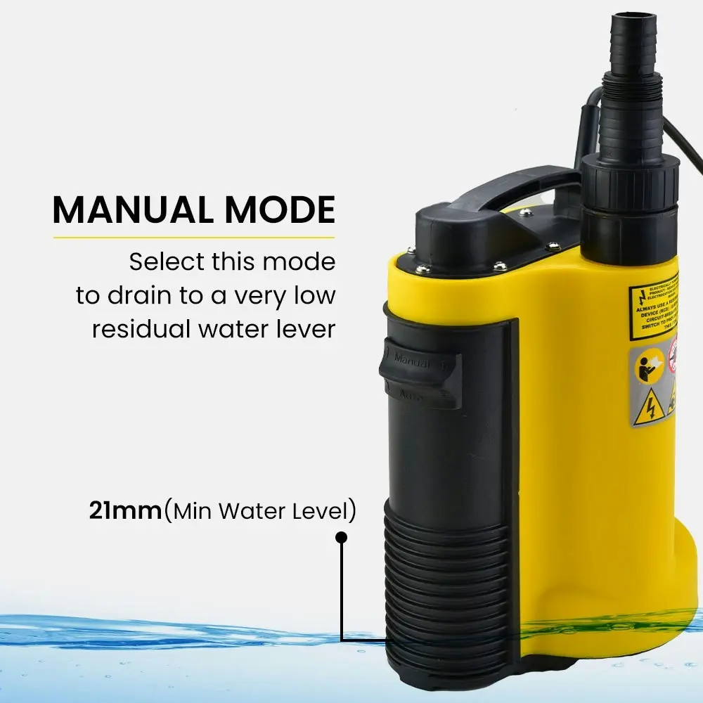 Protege Tight Access Dirty Water Submersible Sump Pump, Integrated Float Switch