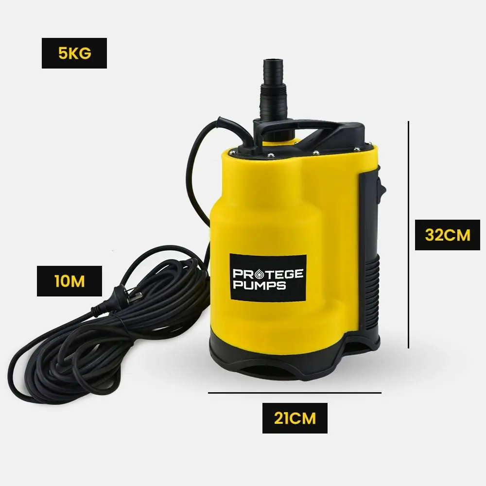 Protege Tight Access Dirty Water Submersible Sump Pump, Integrated Float Switch