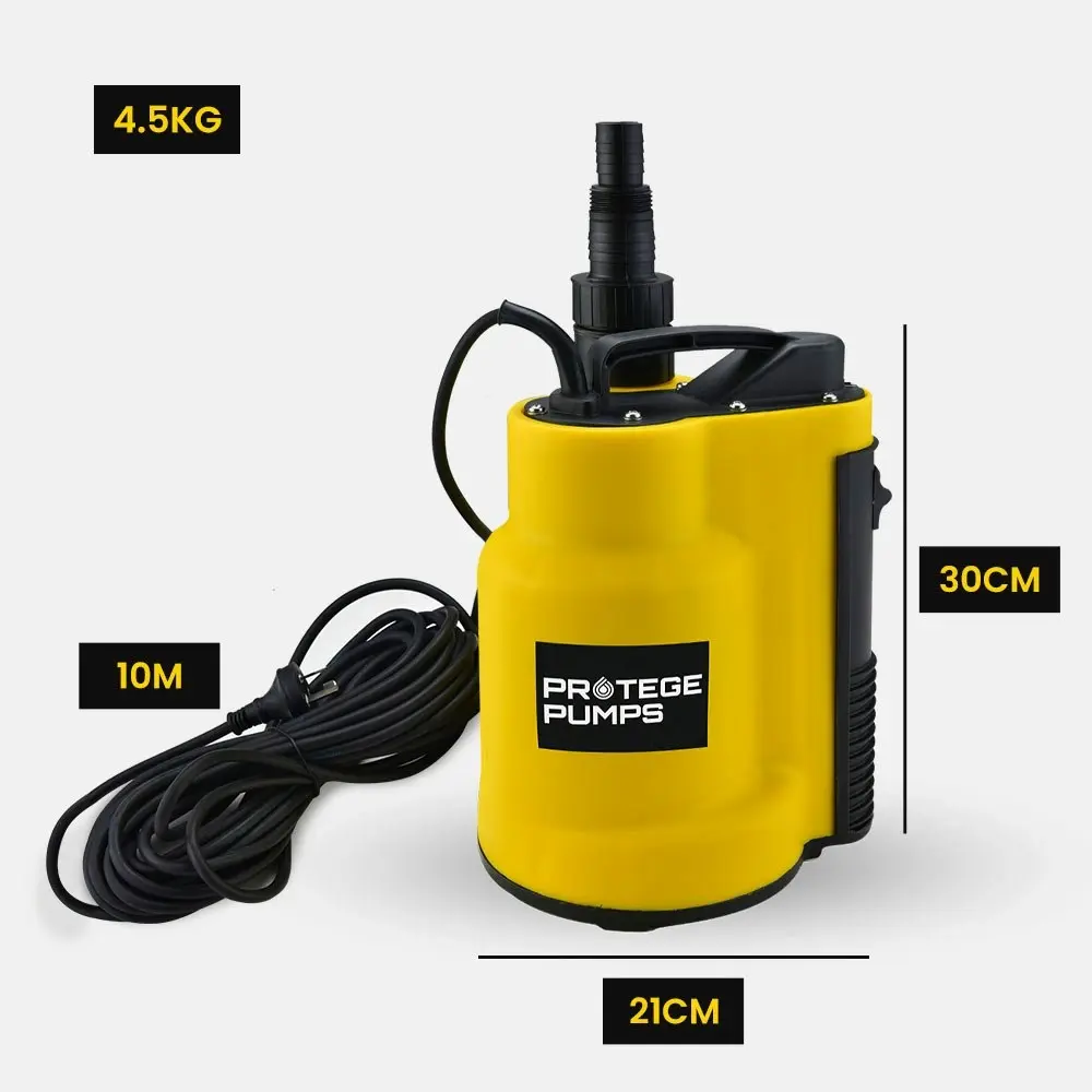 Protege Tight Access Clean/Grey Water Submersible Sump Pump, Integrated Float Switch