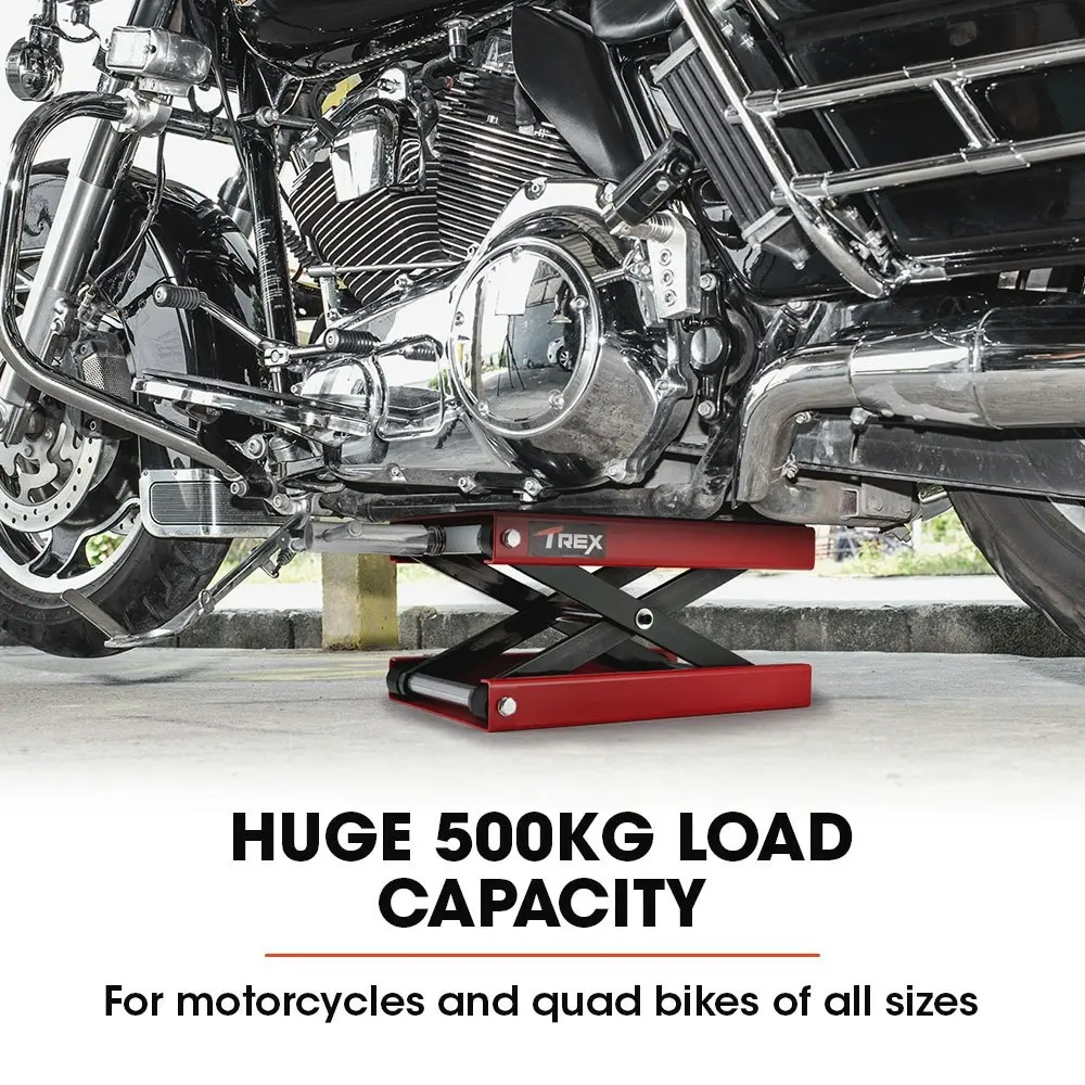 T-Rex 500kg Motorcycle Scissor Jack Lift Stand for Motorbike Quad Bike