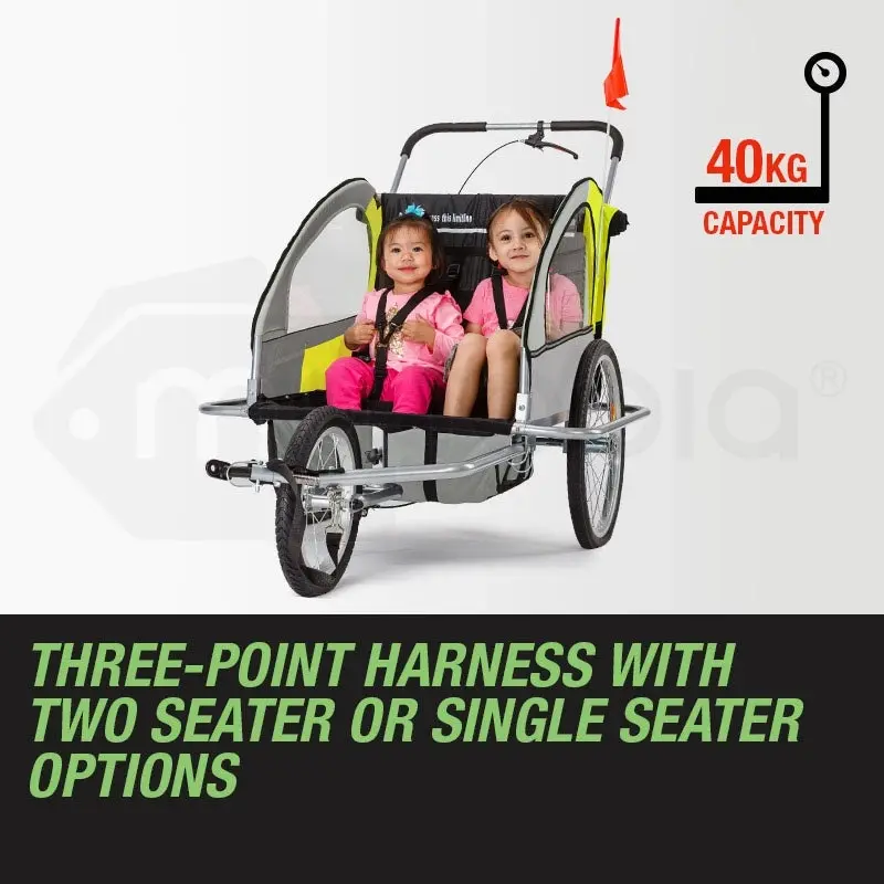 Tag-Along Kids Bike Trailer Bicycle Pram Stroller Children Jogger Yellow