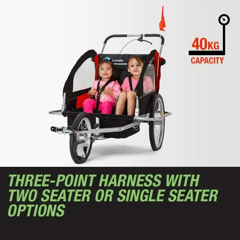 Tag-Along Kids Bike Trailer Child Bicycle Pram Stroller Children Jogger Red