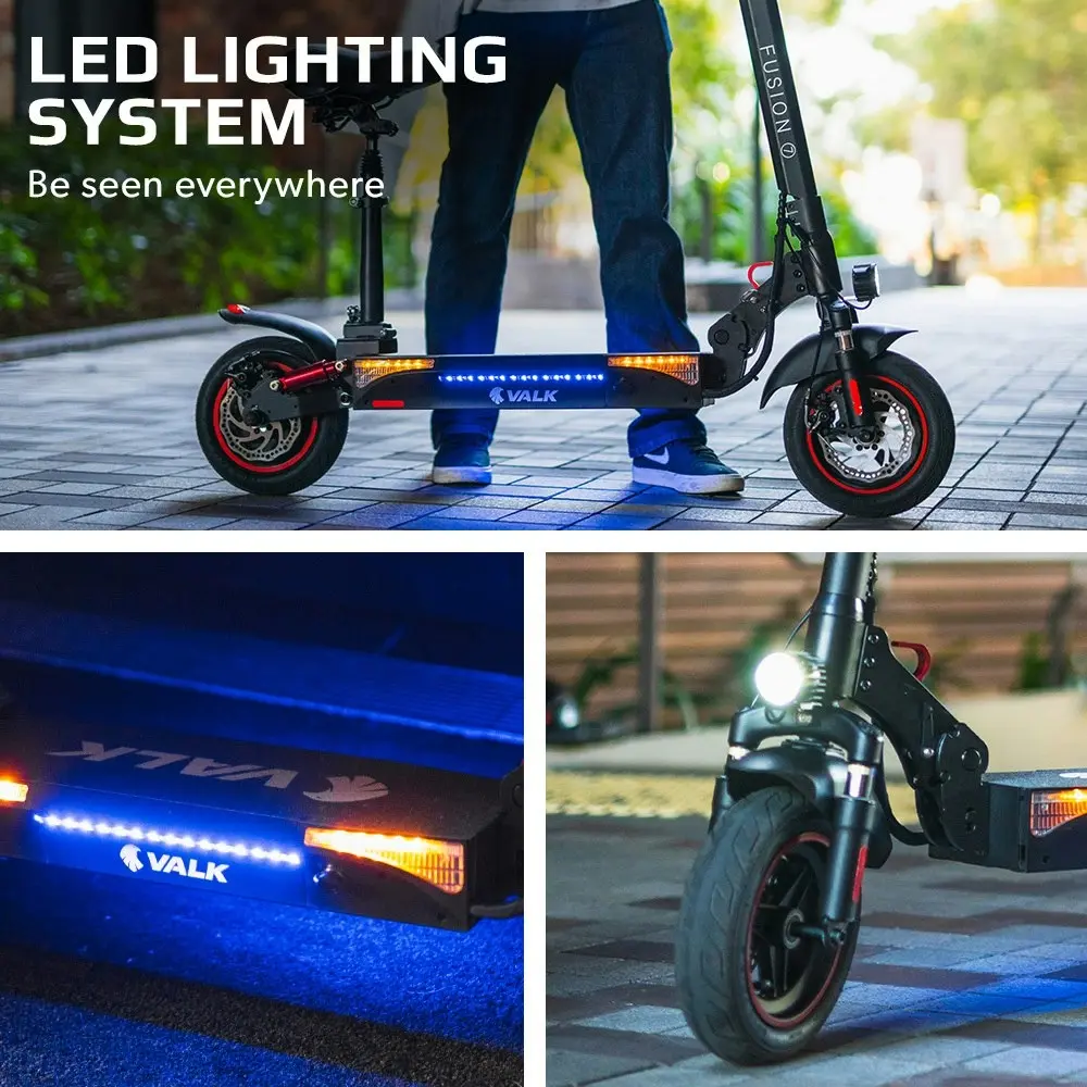 Valk Fusion 7 Electric Scooter with Seat option 800W 48V 13Ah Lithium 50km Range Quad Shocks 10 inch Tyres