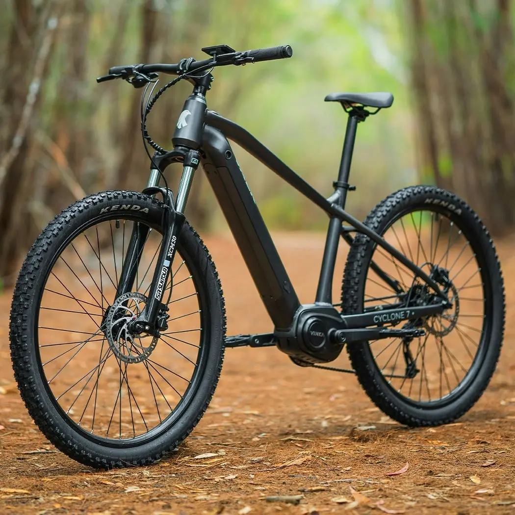 Valk Cyclone 7+ Electric Mountain Bike Hardtail Mid-Drive eMTB, Large Frame Dark Grey