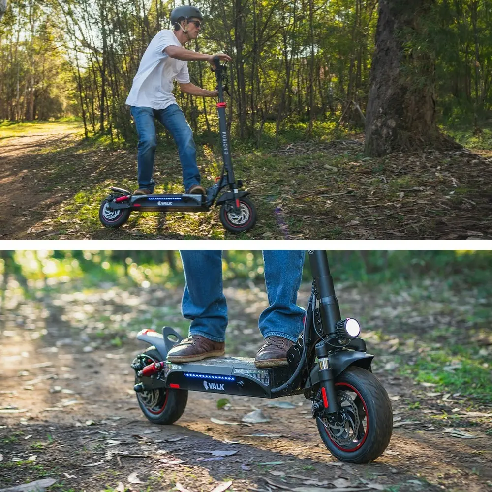 Valk Fusion 5 Electric Scooter, 500W 48V 13Ah Lithium 50km Range 40km/h Quad Shocks 10 inch Tyres,