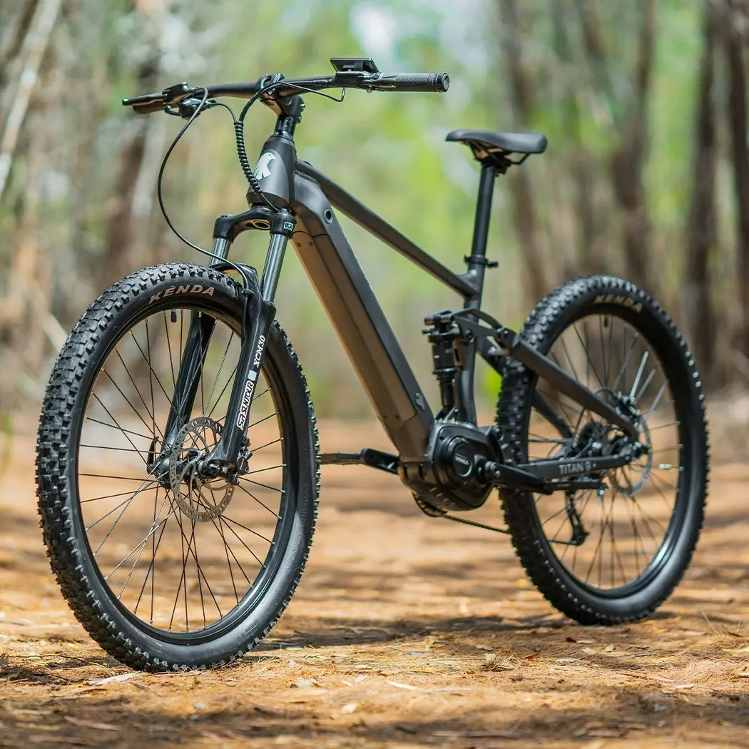 Valk Titan 9+ Electric Dual Suspension Mid Drive Mountain Bike eMTB, Medium Frame, Dark Grey