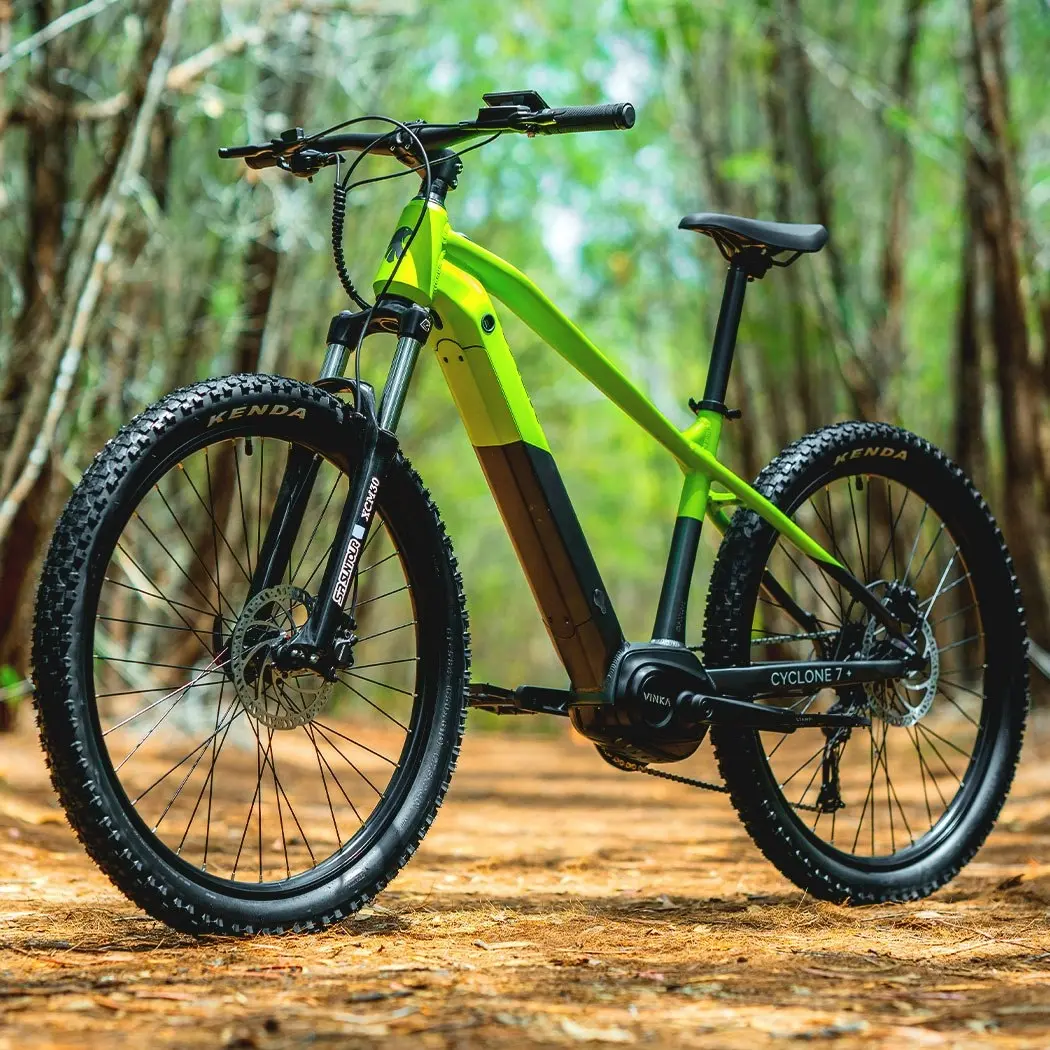 Valk Cyclone 7+ Electric Mountain Bike Hardtail Mid-Drive eMTB, Large Frame Black/Lime