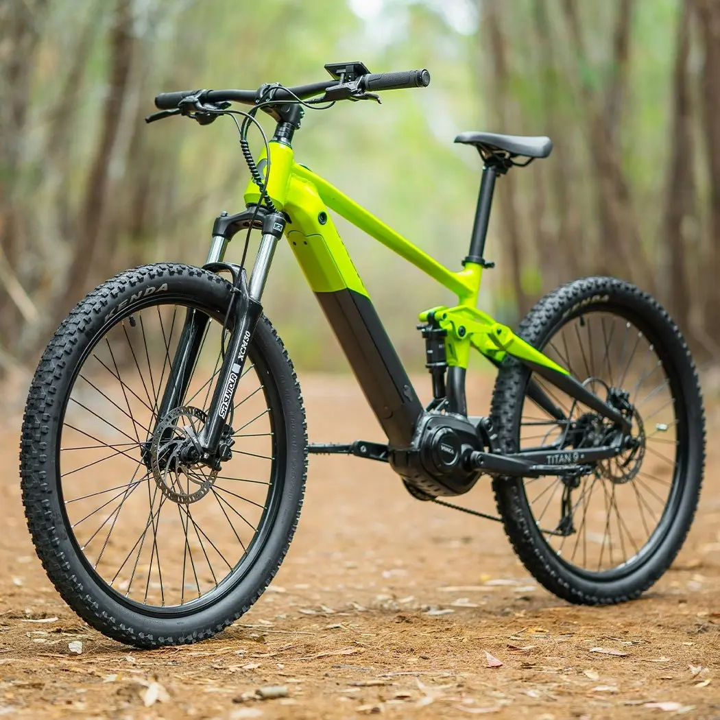 Valk Titan 9+ Electric Mid Drive Dual Suspension Mountain eMTB Bike, Large Frame Black/Lime