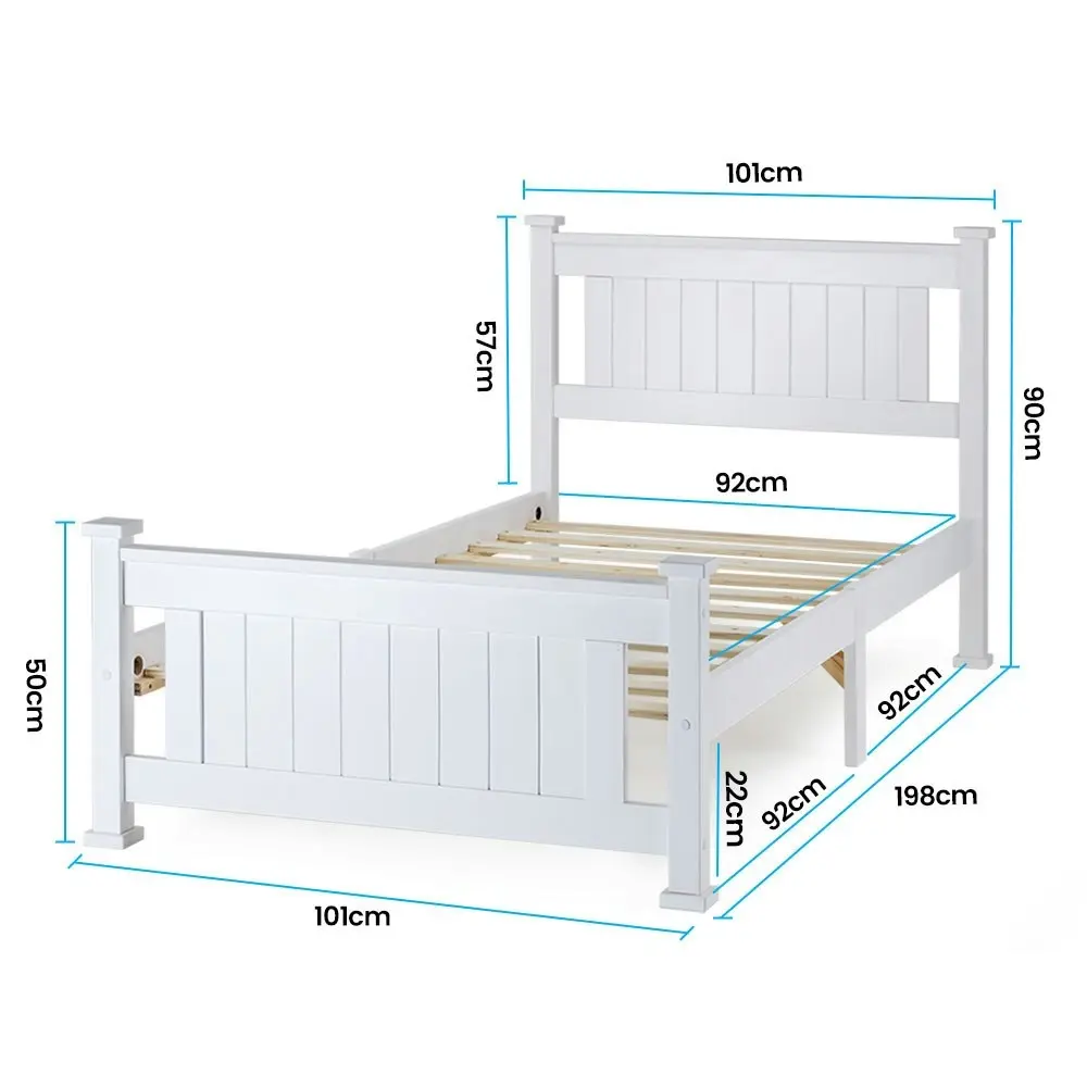 Kingston Slumber Single Wooden Bed Frame, Bedroom Furniture for Kids and Adults