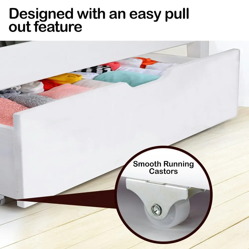 Kingston Slumber Trundle Under Bed Storage Drawers, 2 Pieces, White