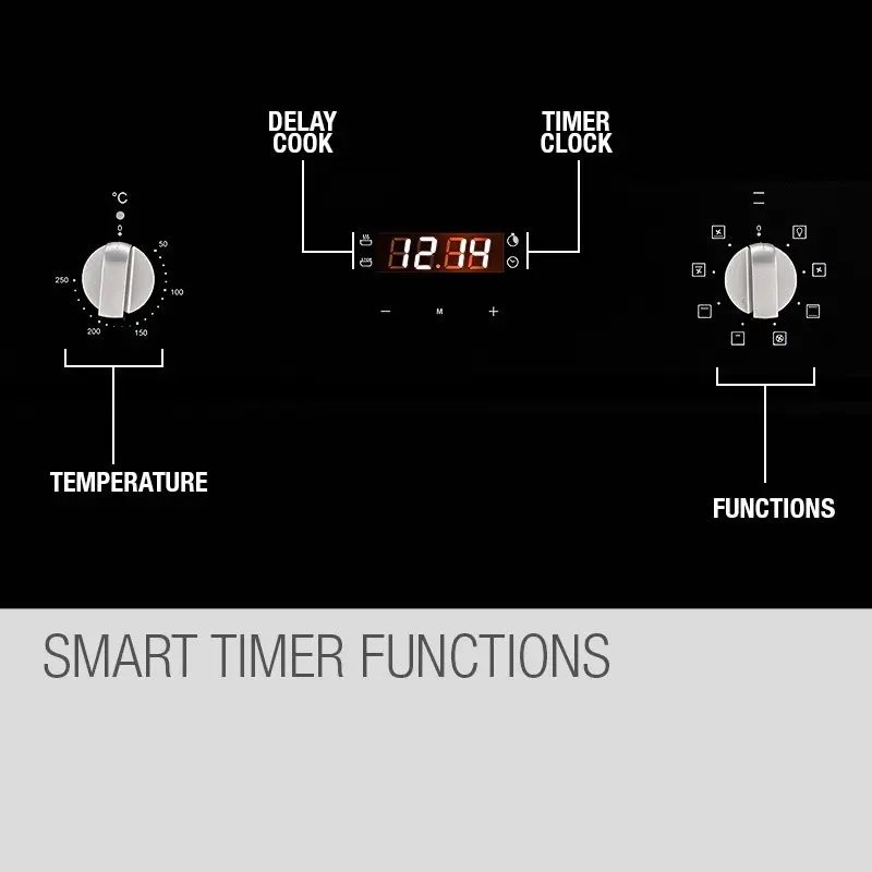 EuroChef 70L Electric Oven 60CM Built-in Fan Forced 8 Function Wall Oven Grill 240V 2000W