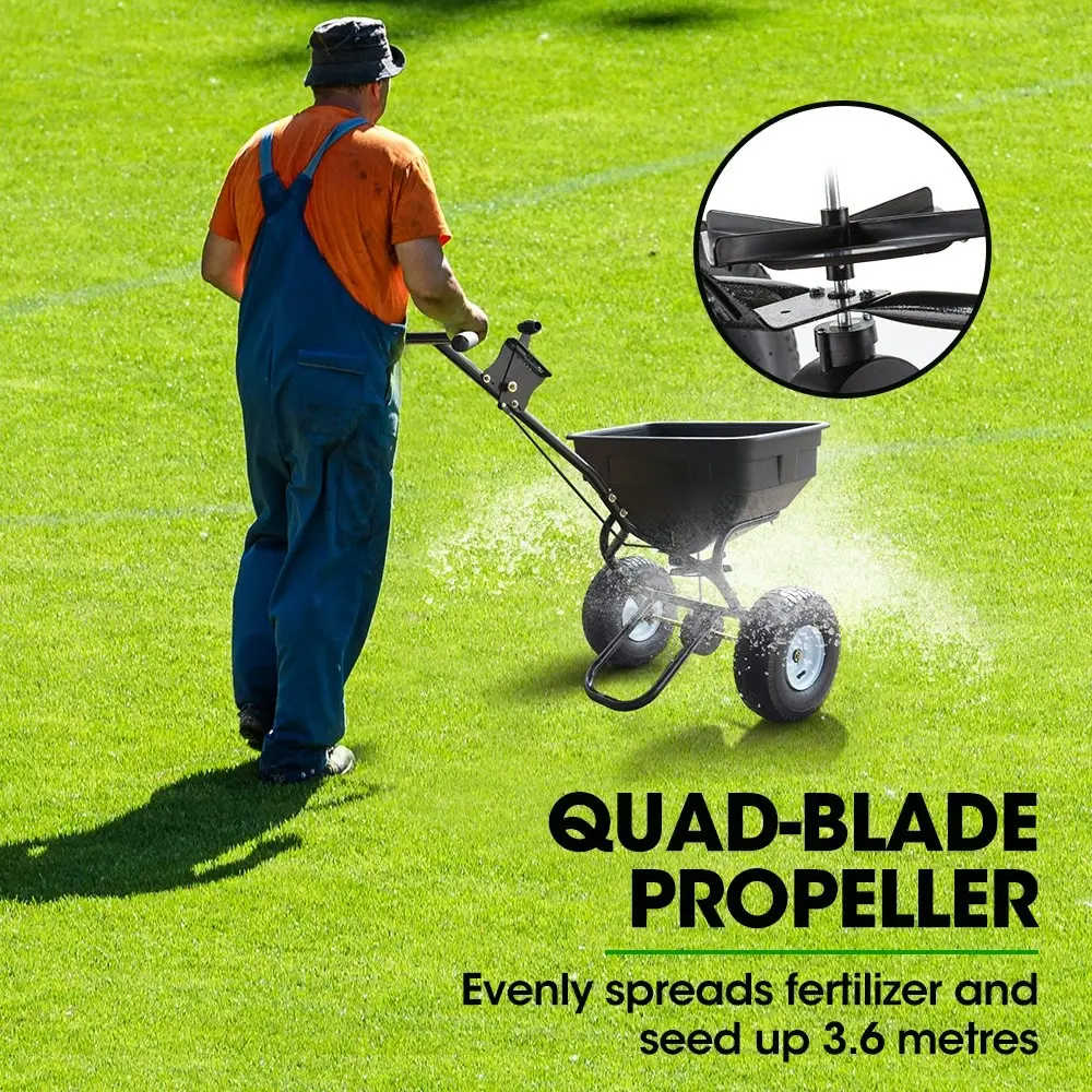 PlantCraft Walk Behind Broadcast Spreader 56kg 60L Seed Lawn Fertiliser