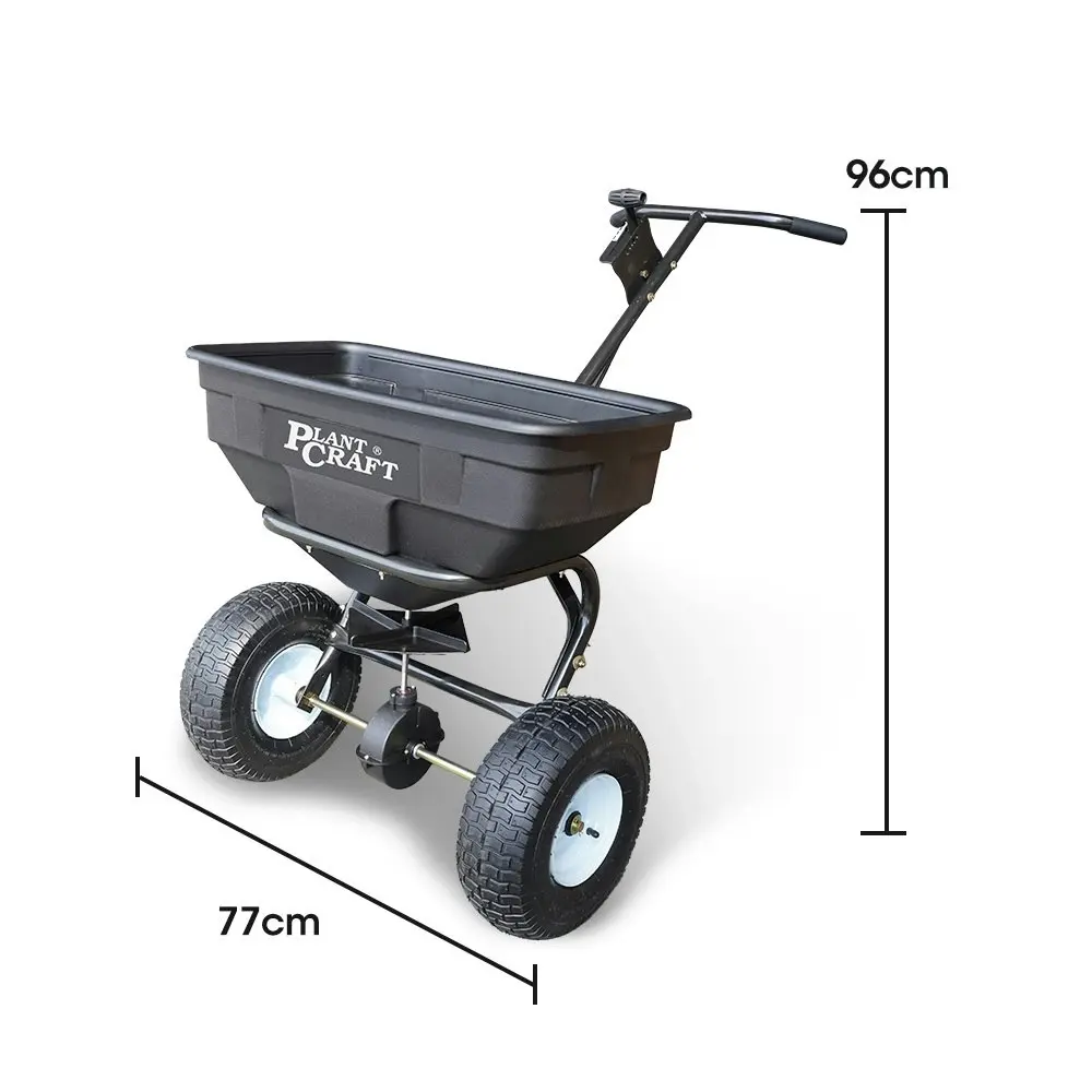 PlantCraft Walk Behind Broadcast Spreader 56kg 60L Seed Lawn Fertiliser