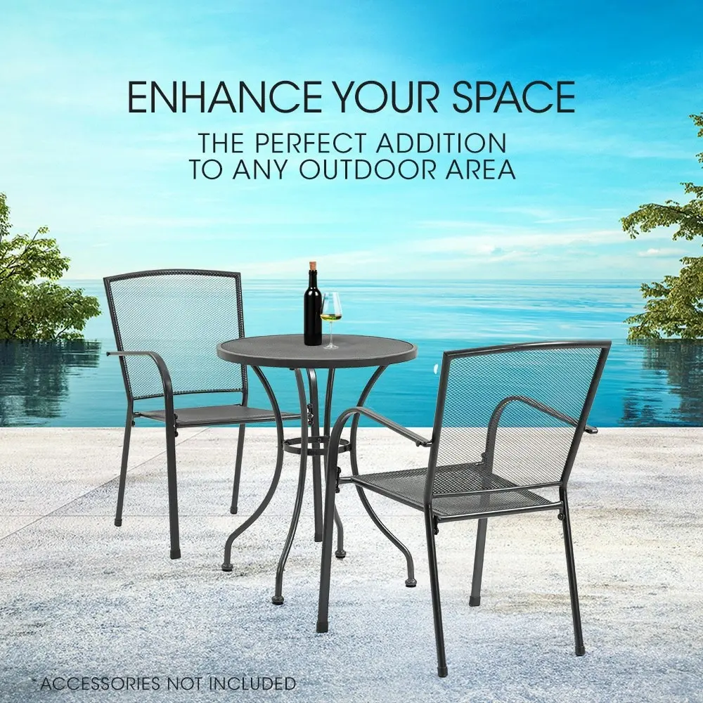 Fortia 3pc Outdoor Bistro Furniture Set, Table and Chairs Setting for Outside with E-coating